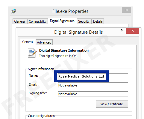 Screenshot of the Rose Medical Solutions Ltd certificate